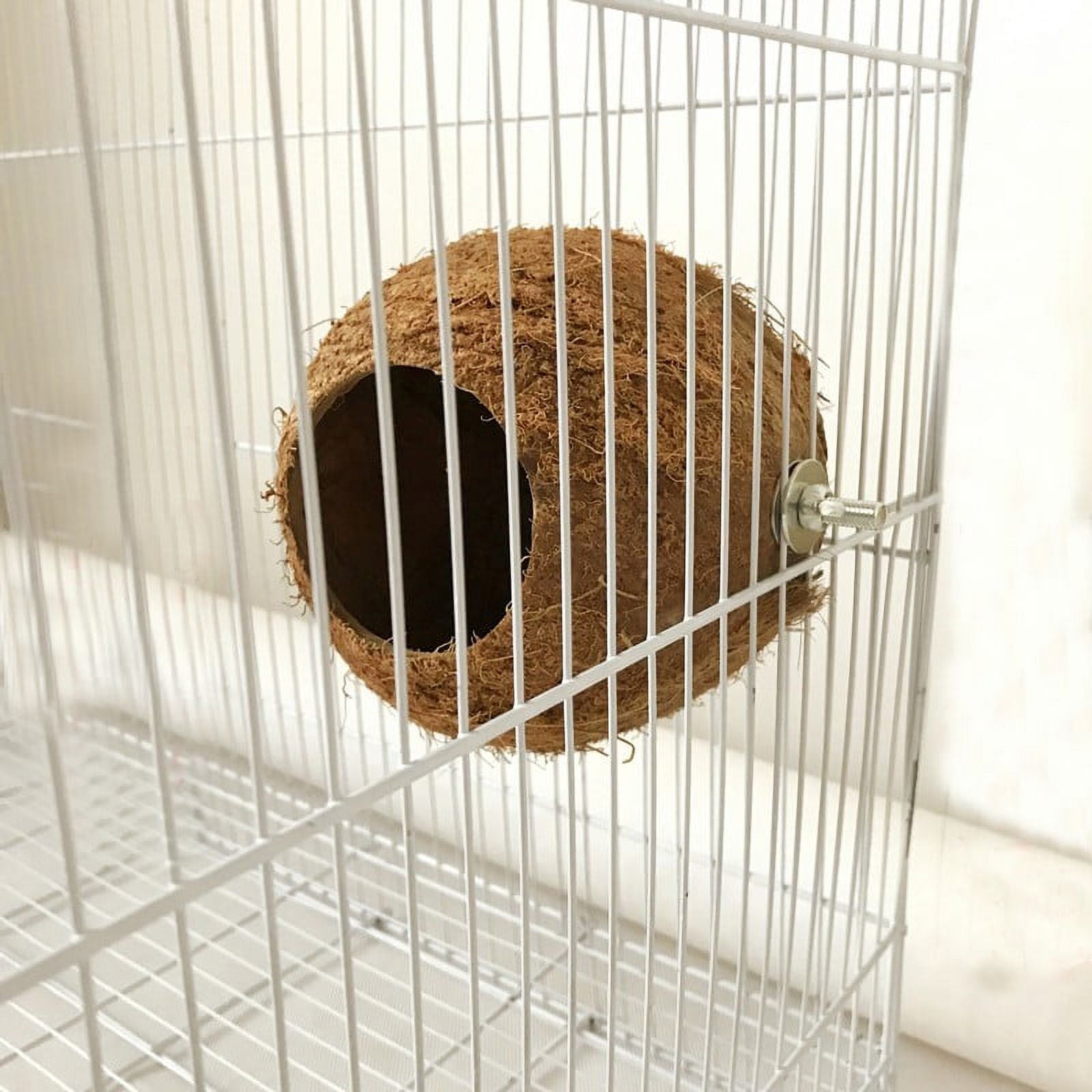 Pet Bird Coconut Shell Nest House Hut Cage Feeder Pet Parrot Parakeet Toys