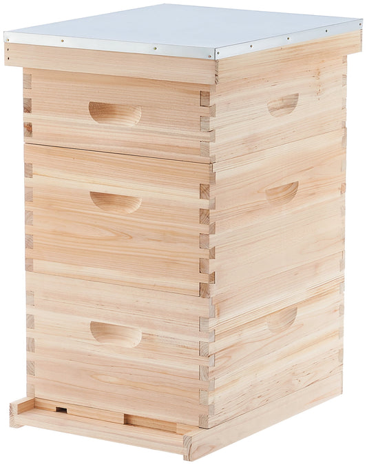 20 Deep Frame & 10 Medium Frame w/ 3 Brood Boxes Hive Frame/Bee Hive Frame/Beehive Frames w/ Metal Roof for Beekeeping