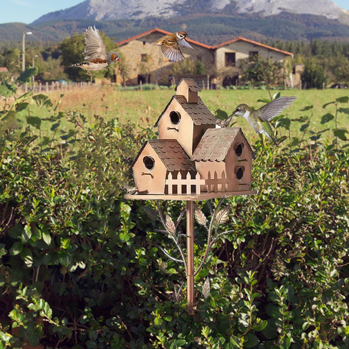 Vikakiooze Promotion on Sale! Pet Supplies bird feeders Metal House With Poles Outdoor House Stake Bird House For Patio Backyard Patio Outdoor Garden Decoration