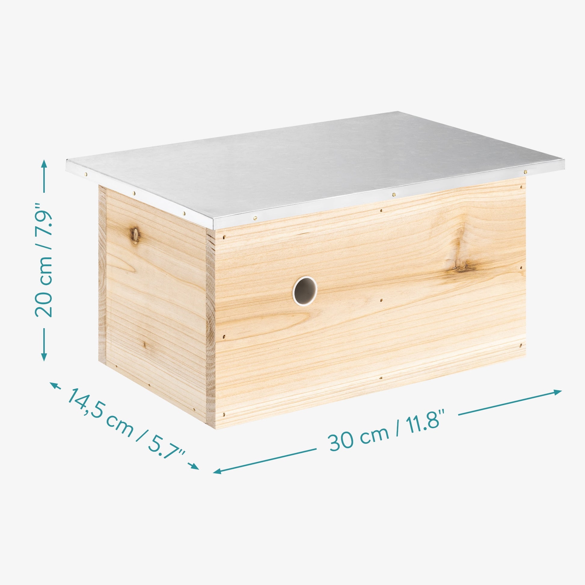 Navaris Wooden Bumblebee House for Garden - Wood Shelter Nesting Habitat Hotel for Bees - Bumble Bee Home Box with Metal Roof - 11.8"x7.9"x5.7"