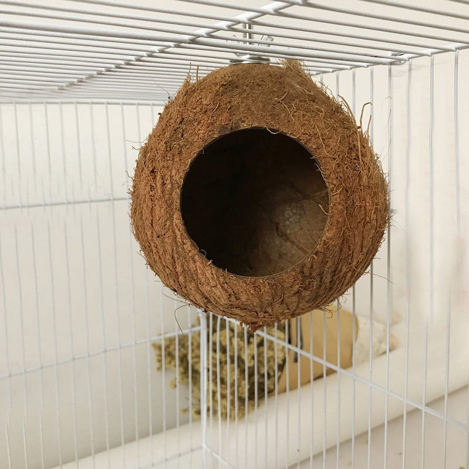 Pet Bird Coconut Shell Nest House Hut Cage Feeder Pet Parrot Parakeet Toys