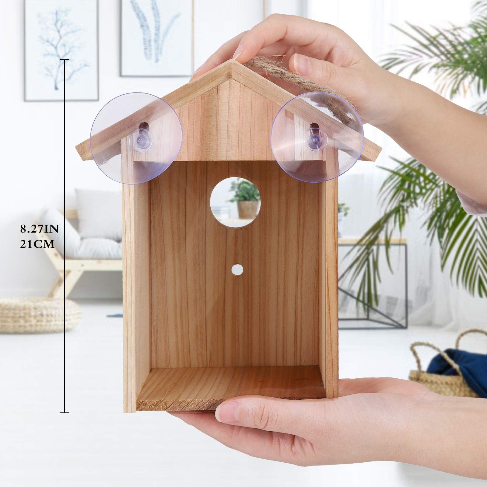 Window Bird House See Through Birdhouse for Viewing Wooden Birdhouse with Strong Suction Cups, Bird Nesting Box Transparent Design for Easy Observation, Best Gift for Kids