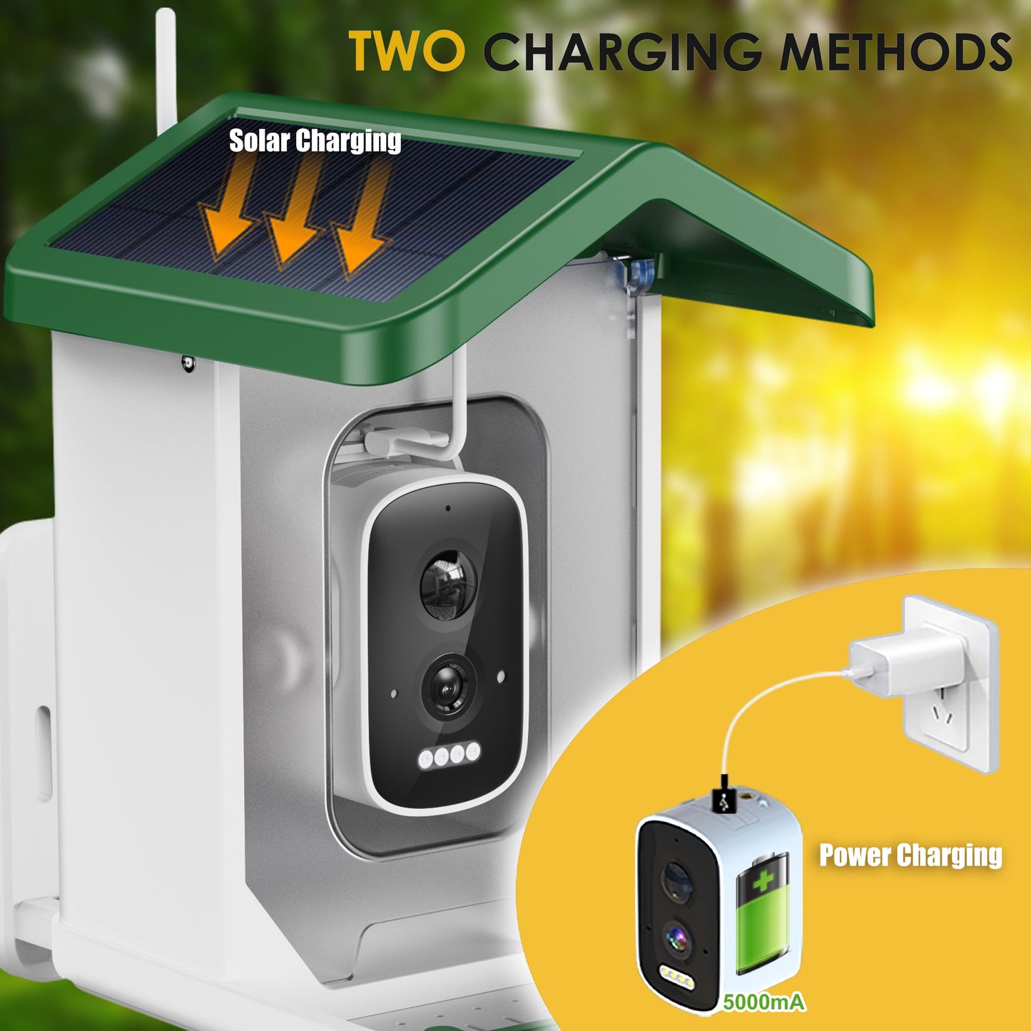 ImmSss Bird Feeder with Camera, AI Identify Bird Species,Solar Smart Hummingbird House with 2.5K HD Cam,Live View,Instant Arrival Alerts,Capture Bird Video,Squirrel-Proof,Ideal Gift for Bird Lover