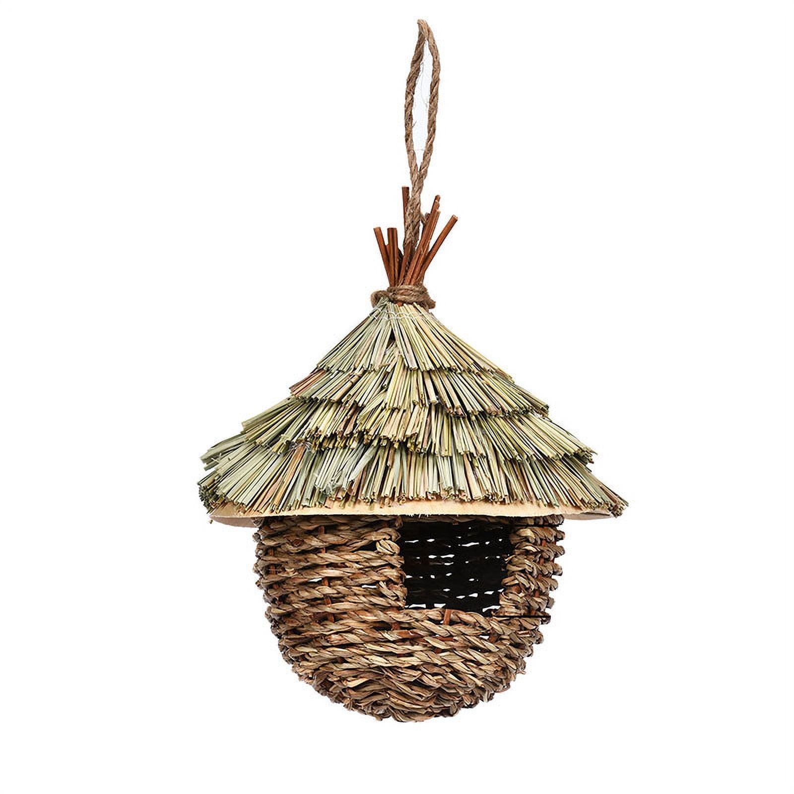 Ikohbadg Hand-woven Hummingbird House, Creative Bird Nests, Hibiscuser Grass Simulation Birdhouse, Outside for Nesting Decorative Birds, Gardening Hanging Decoration