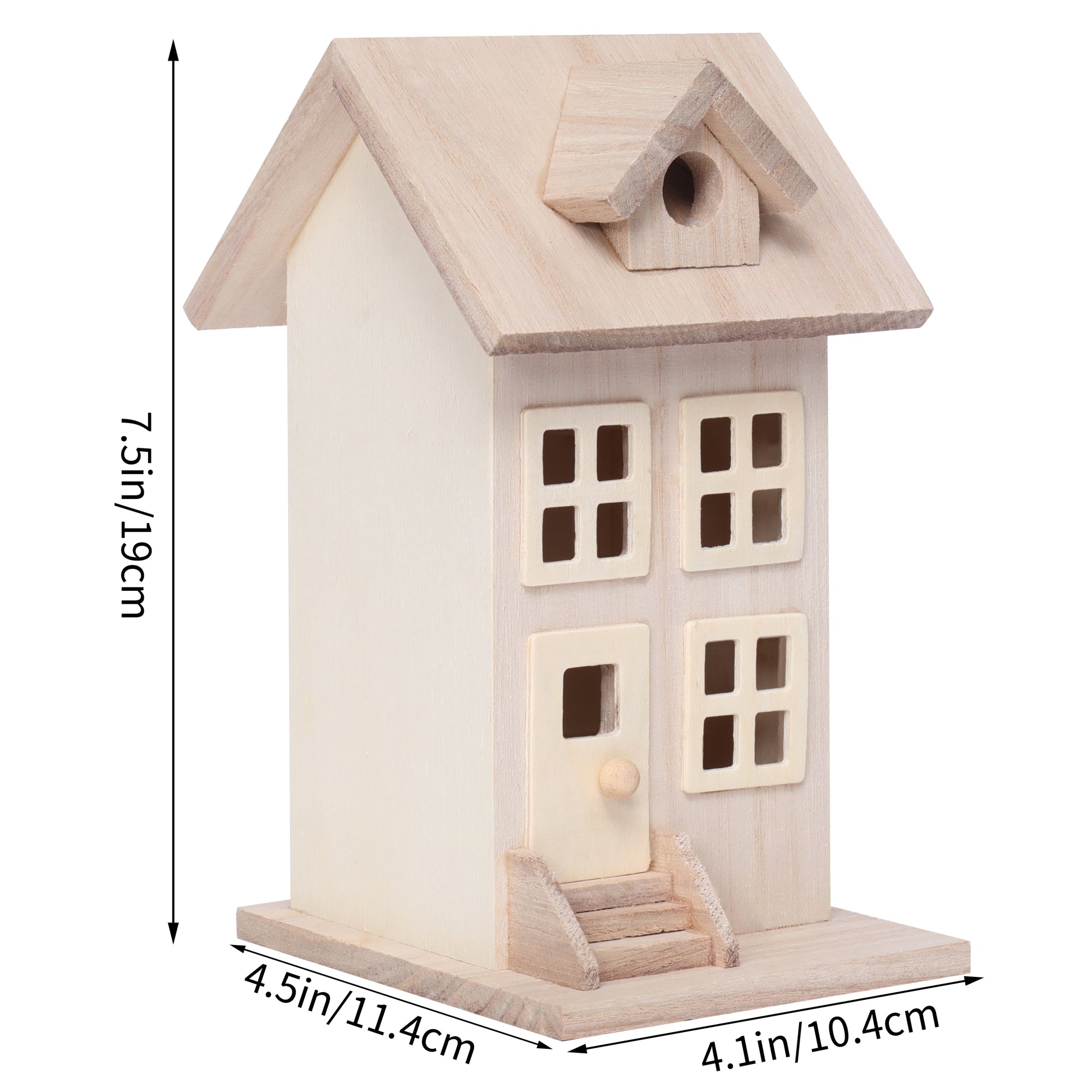 7.5" Wooden Townhouse Birdhouse by Make Market - Unfinished Birdhouse Made of 100% Wood - Outdoor Nesting Boxes - Bulk 8 Pack