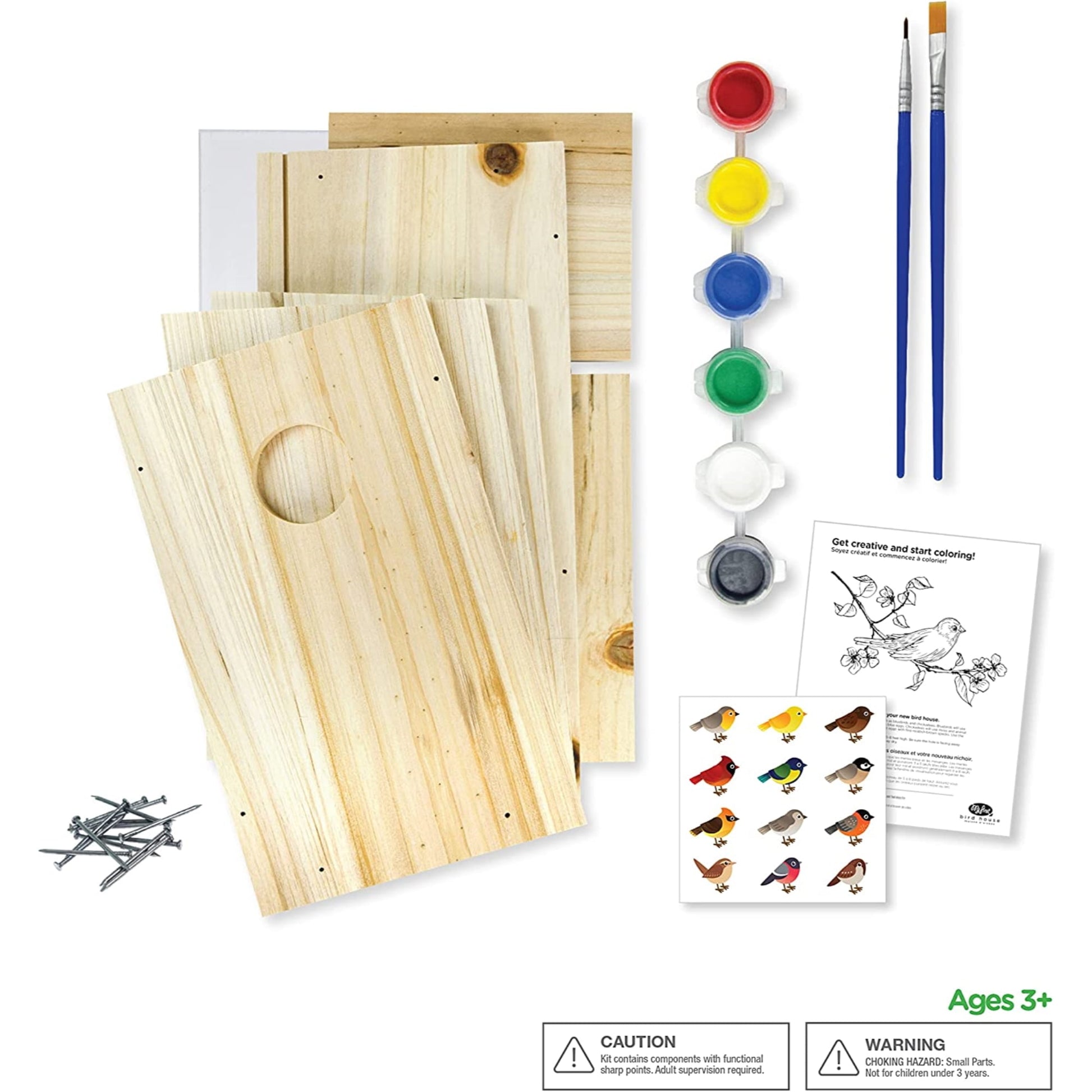 Nature's Way My First DIY Bird House To Paint, Assemble, and Decorate Wood Craft, 10"