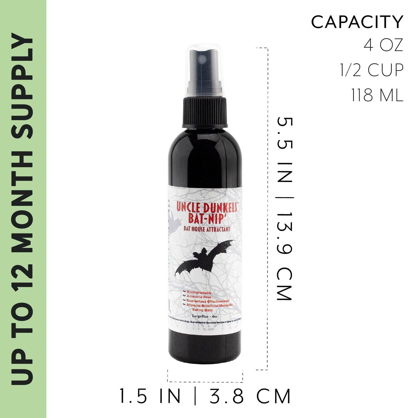 Uncle Dunkels All-Natural Bat-Nip’ Pheromone Spray; 4 Fluid Ounces Bat House Attractant Spray