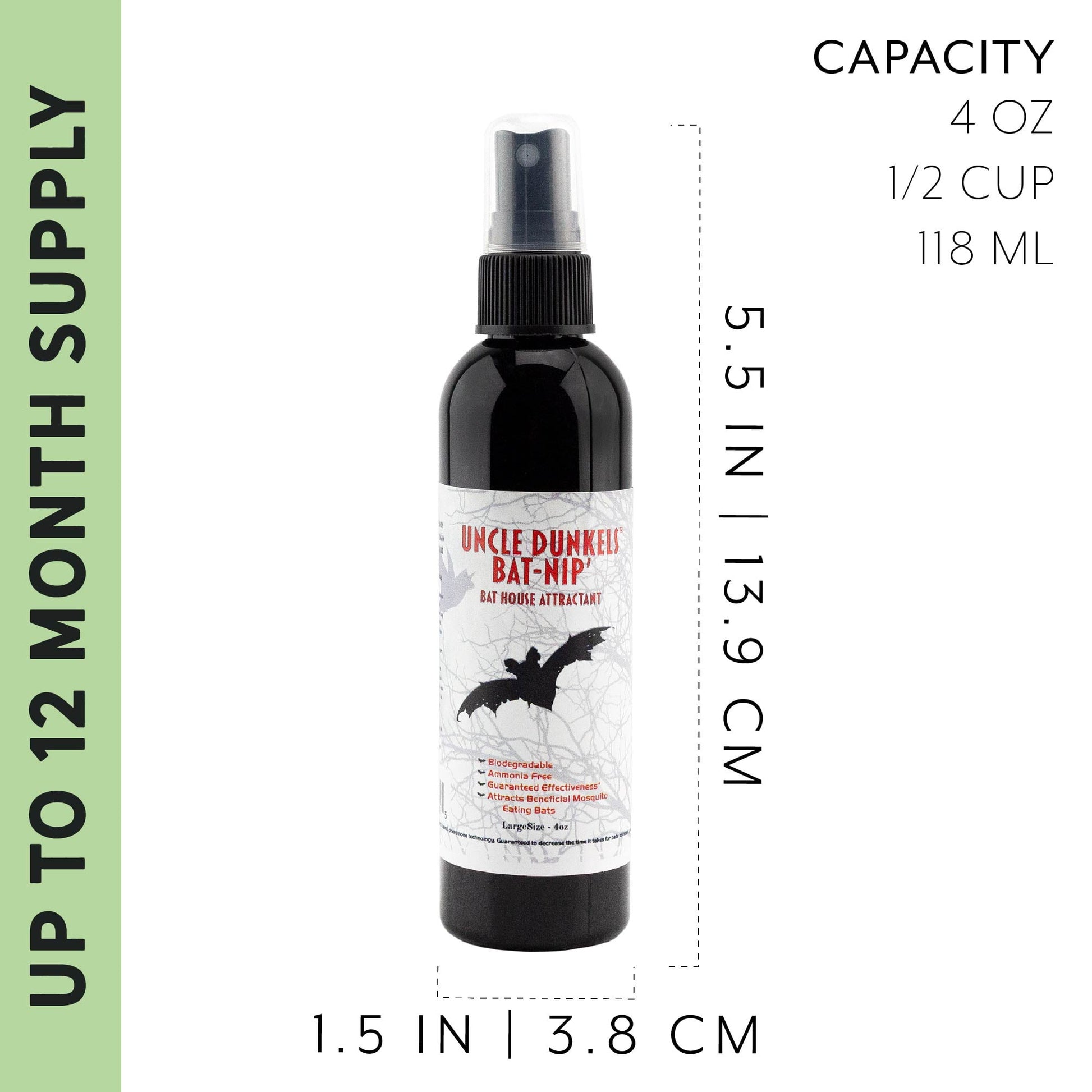 Uncle Dunkels All-Natural Bat-Nip’ Pheromone Spray; 4 Fluid Ounces Bat House Attractant Spray