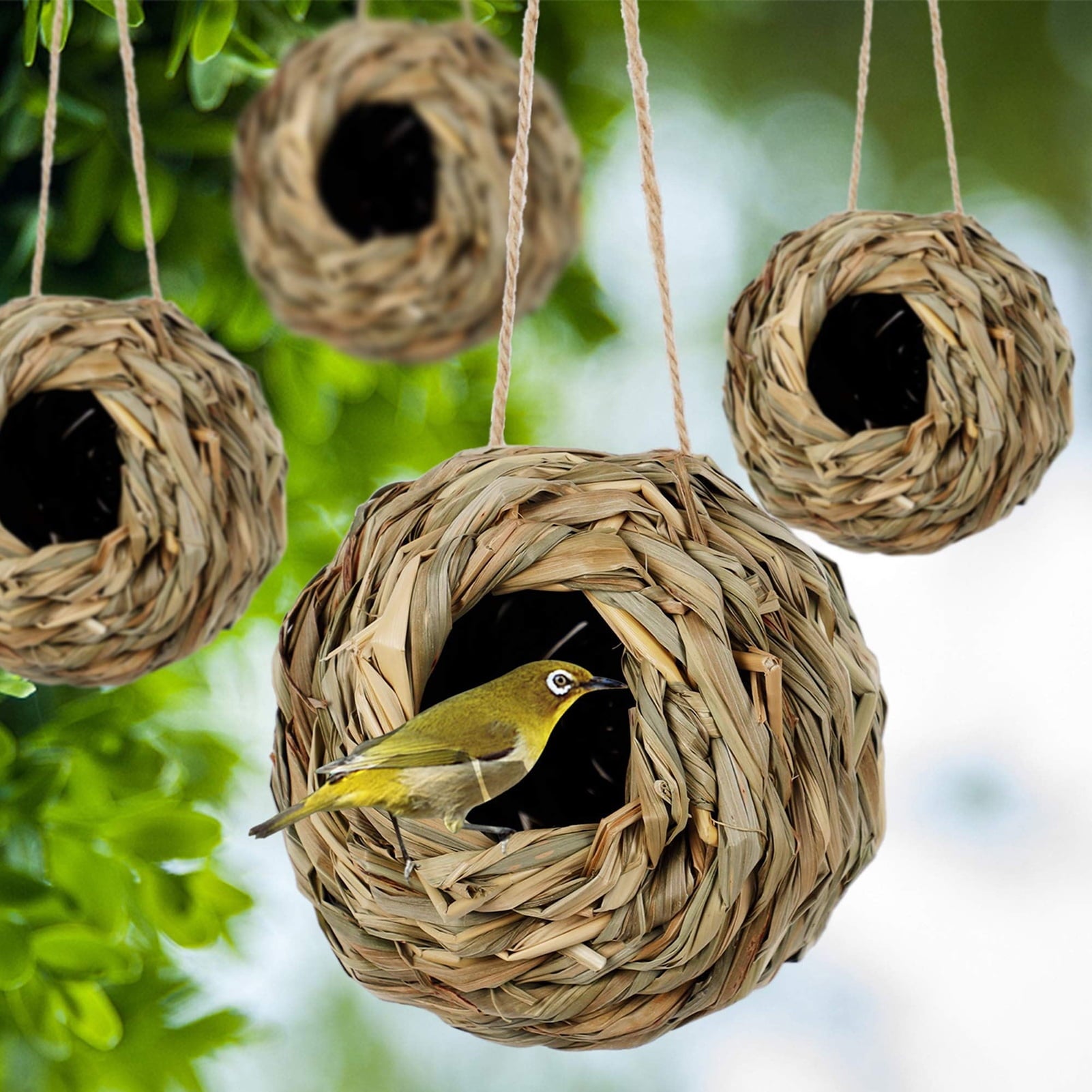 Hummingbird Nest Bird Nest Weaving Grass Bird House Outdoor Hanging, Hummingbird House, Bird House, Blue Bird House, Outdoor Gardening Decoration