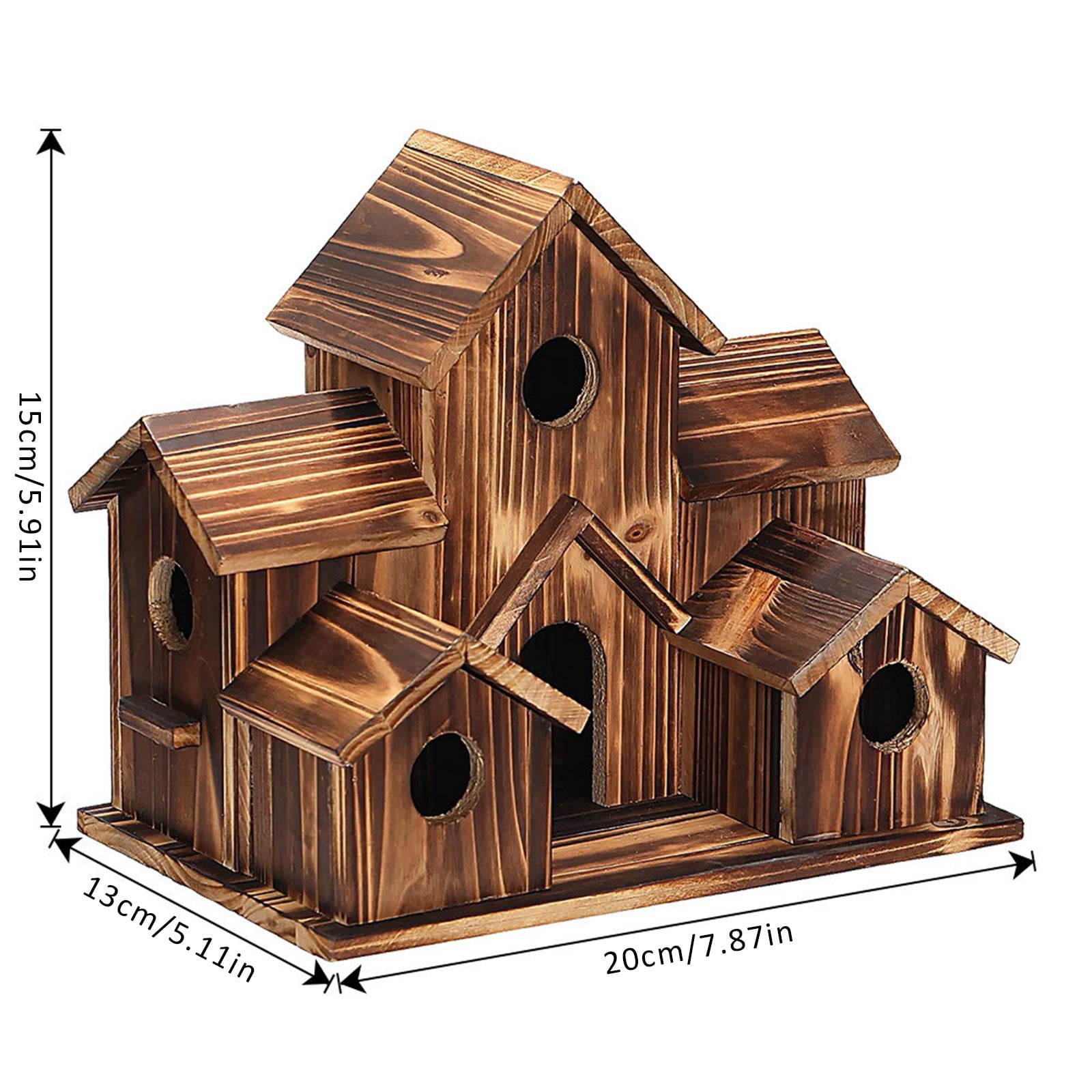 Squirrel Ring Wooden Hummingbird Birdhouse Rustic Outdoor Nesting For Birds