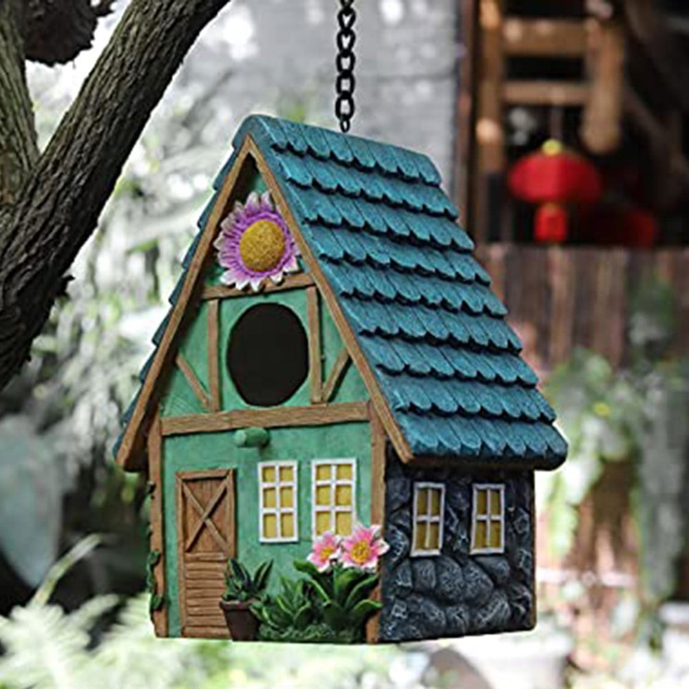 Outdoor Hanging Bird Nests, Hummingbird Houses, Garden Tree Decorations, Resin Ornaments (Simulated House)