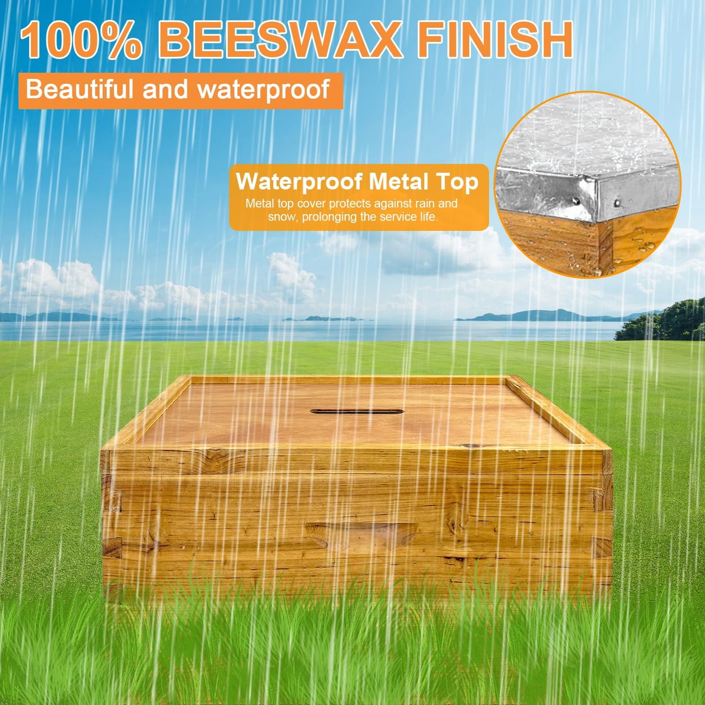 PRIJESSE 3-Layer Bee Hive for Beekeeping - 2 Deep & 1 Medium Boxes with Beeswax Coating, Metal Roof (Frames Not Included)