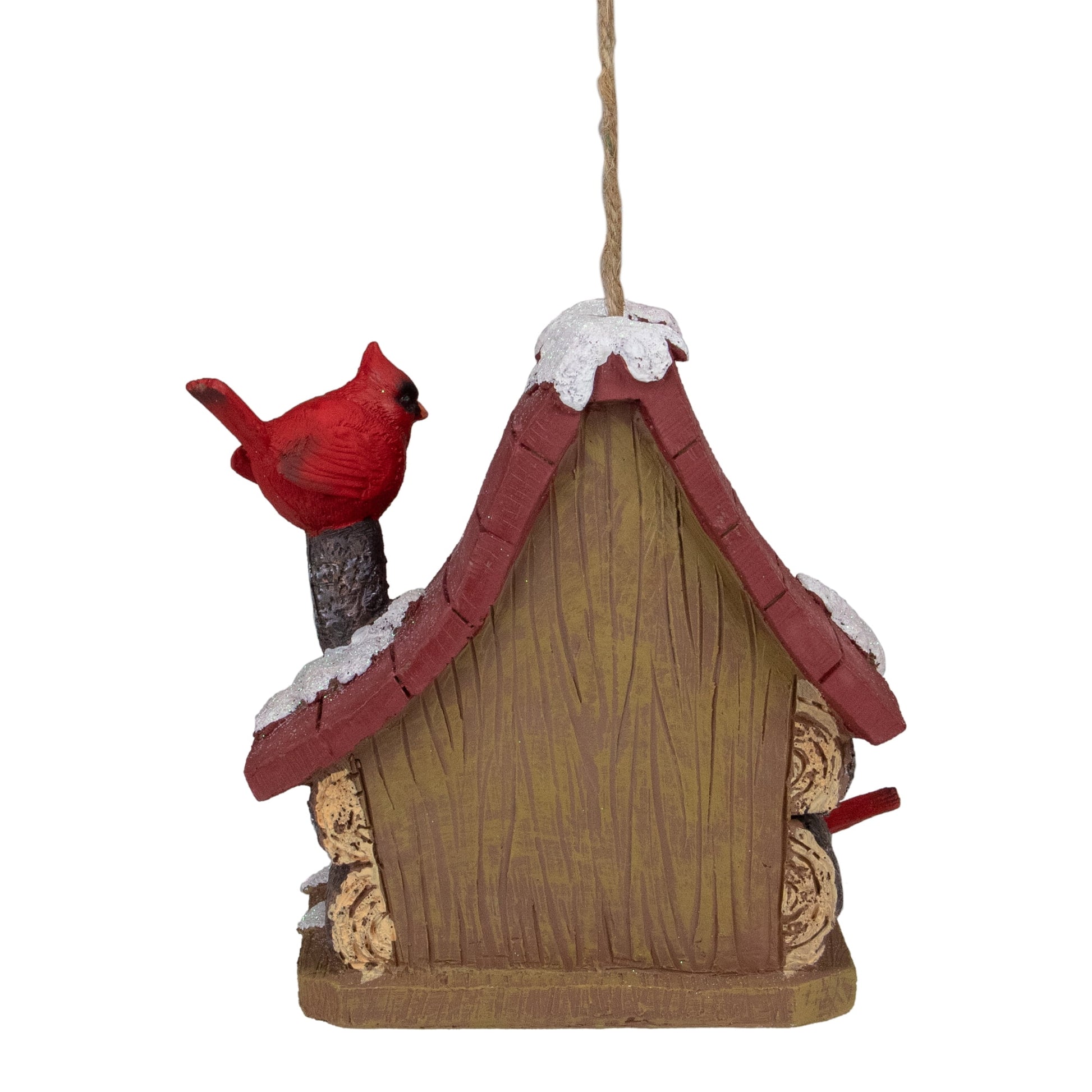 Northlight 7" Brown and Red Christmas Birdhouse with Cardinals