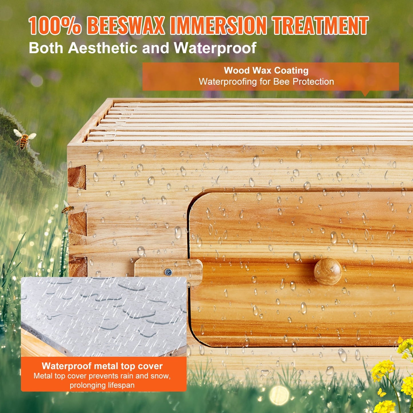KFFKFF Bee Hive Langstroth Kit 10 Deep & 10 Medium Frames with Acrylic Windows
