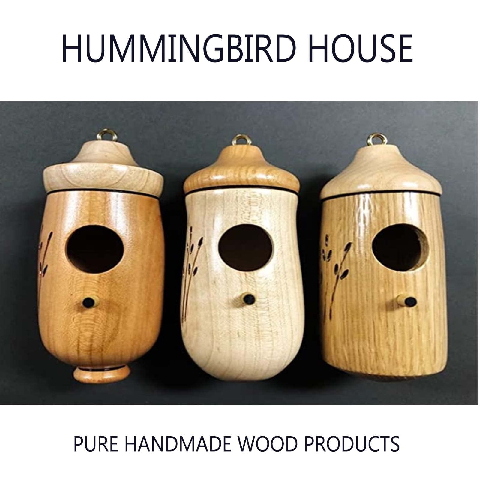 iMucci 3Pcs Natural Wood Hummingbird House 2022 New Hummingbird Houses for Outside Hanging Hummingbird Nest for Nesting