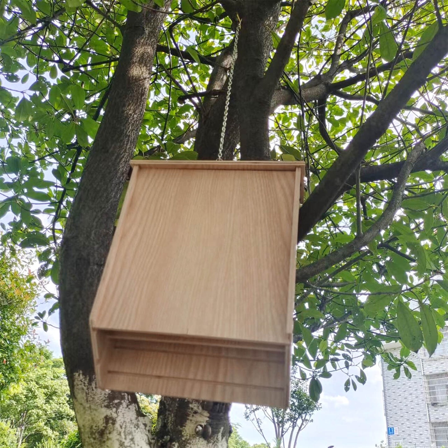 Clearance Under $5! Bat House for Outdoor Large Bat Box for Outside 2 Chamber Wood Bat House Kit for Weatherproof Wooden Bat Shelter Easy to Land and Roost, 9.45 x 7.48 x 2.76 Inch ,Wooden