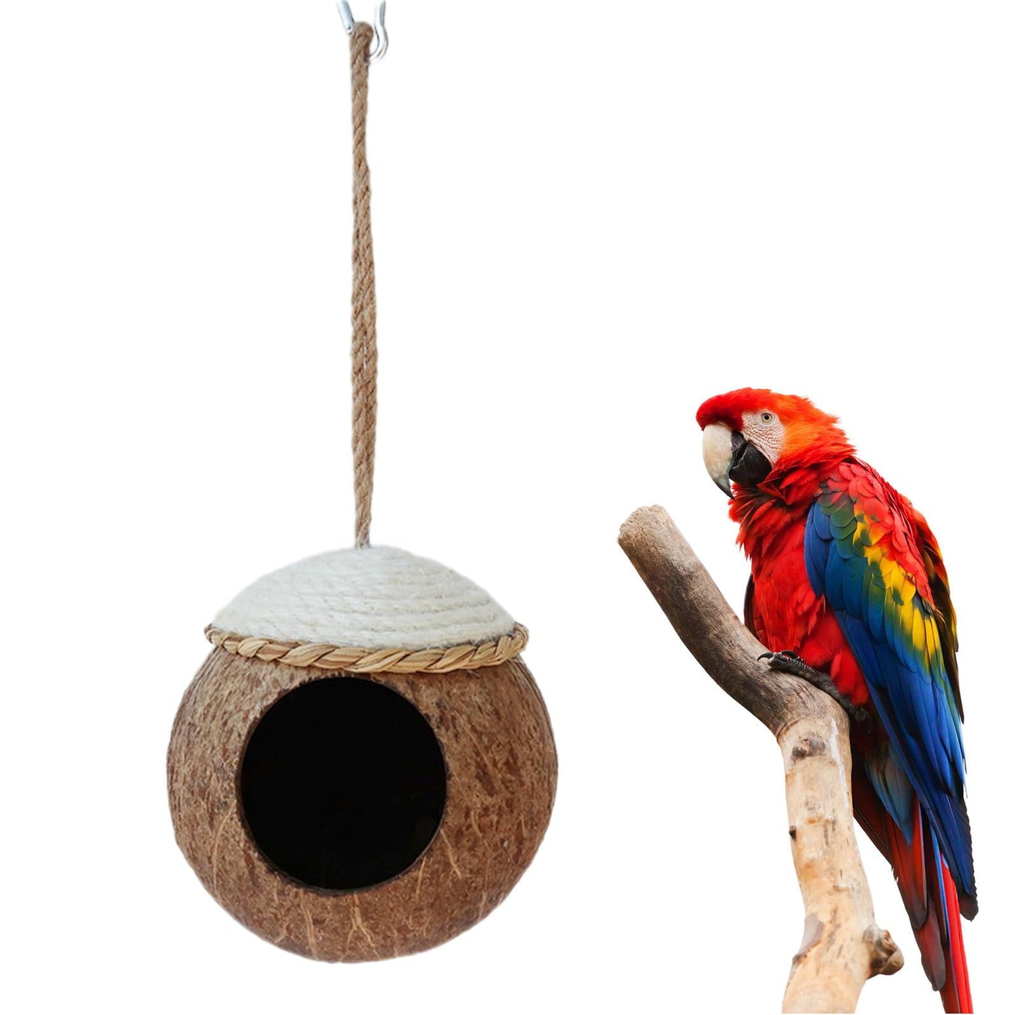 perfeclan Coconut Shell Birds Nest, Hanging Bird House, Outside Birds Hut,Small Animals House, Bird Cage for Budgies Parakeet Canary