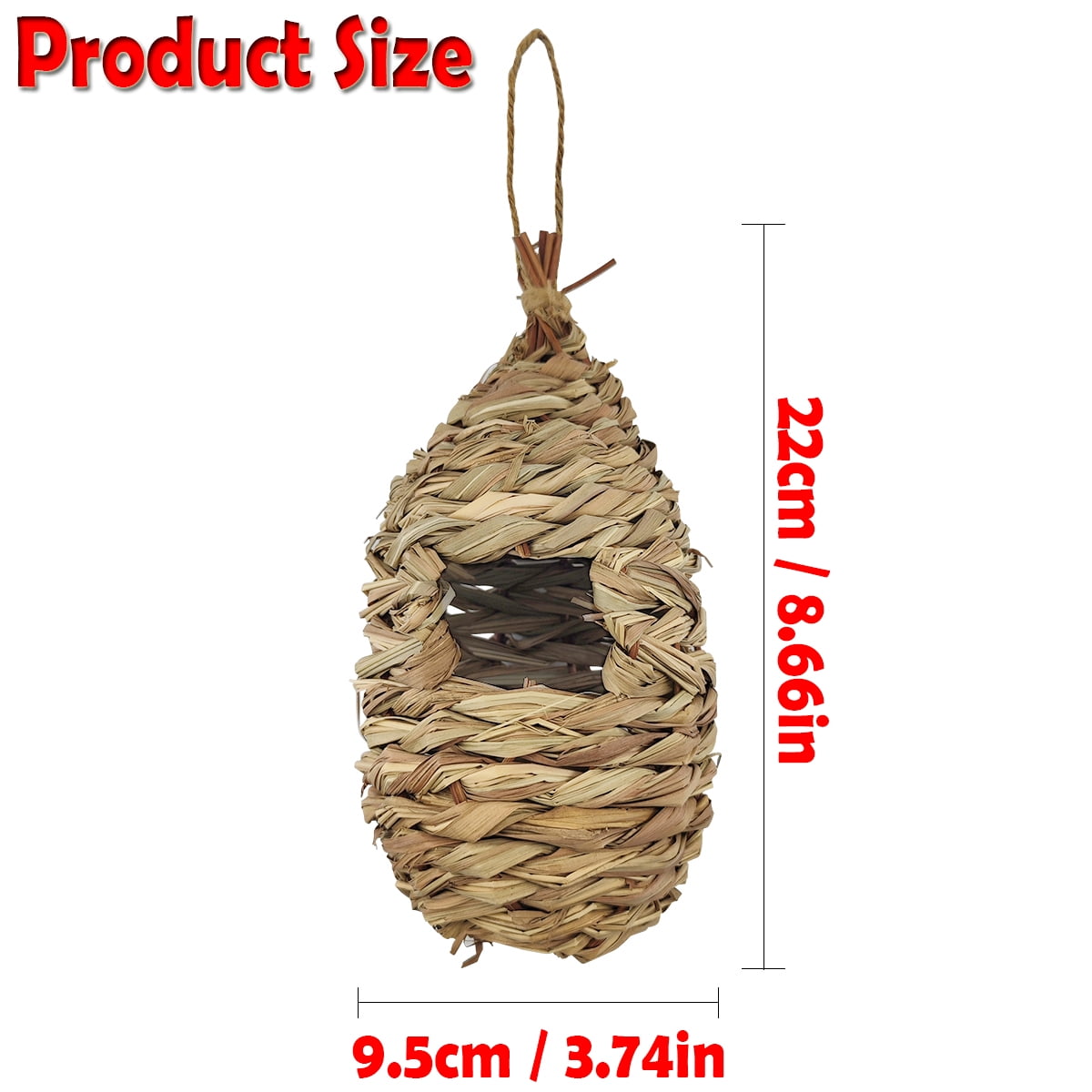 Bird House Hand Woven Hummingbird Houses Nest Small Hanging Audubon Birdhouse, 2 Pack