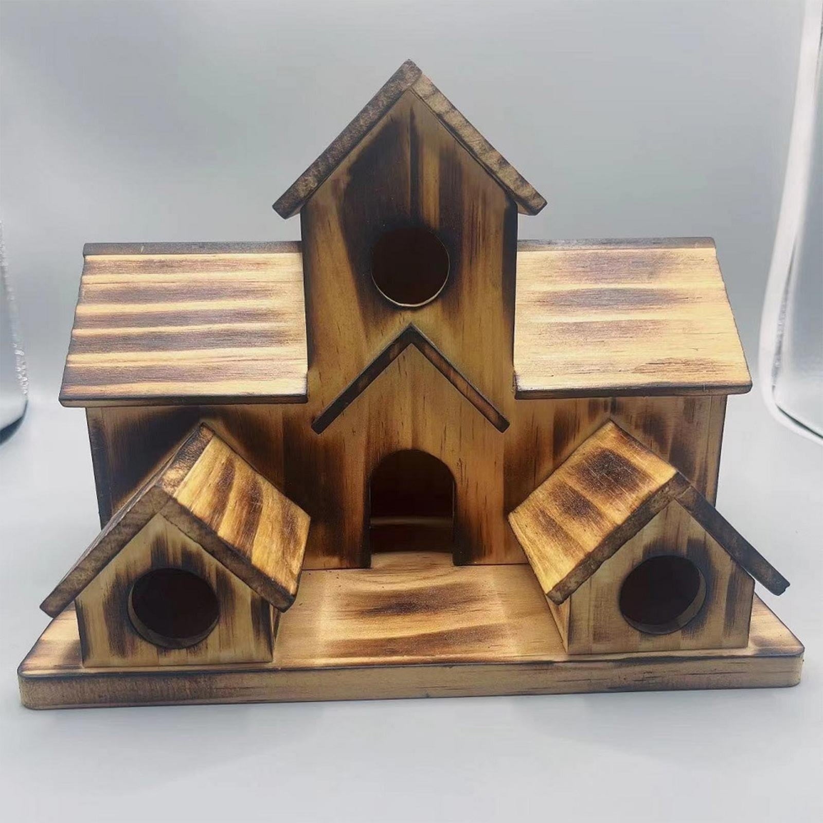 Squirrel Ring Wooden Hummingbird Birdhouse Rustic Outdoor Nesting For Birds