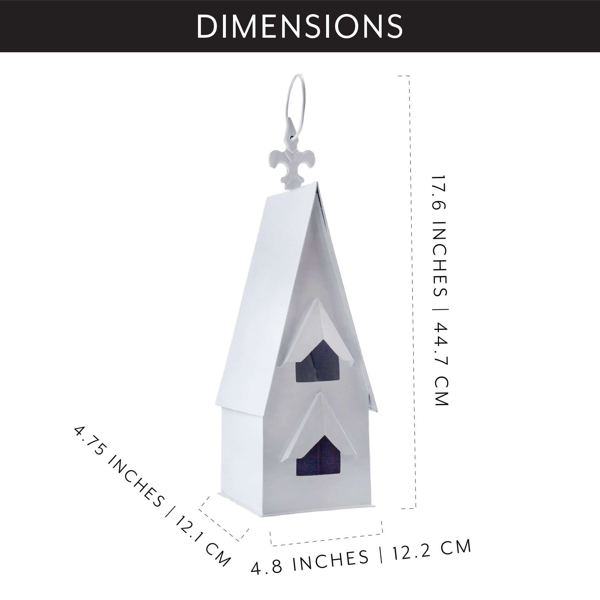 AuldHome Design Enamel Coated Decorative Birdhouse; White Farmhouse Birdhouse for Indoors or Outdoors
