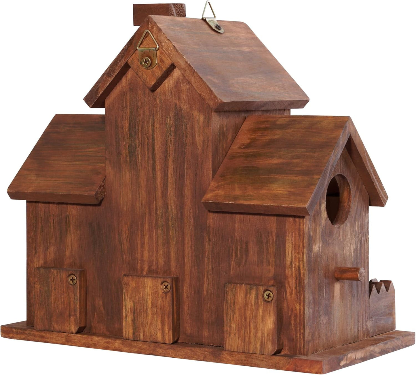 VASGOR Bird Houses for Outside with Bird Feeder, Outdoor 3 Hole Bird House Room for 3 Bird Families Bluebird Finch Cardinals Hanging Birdhouse for Garden
