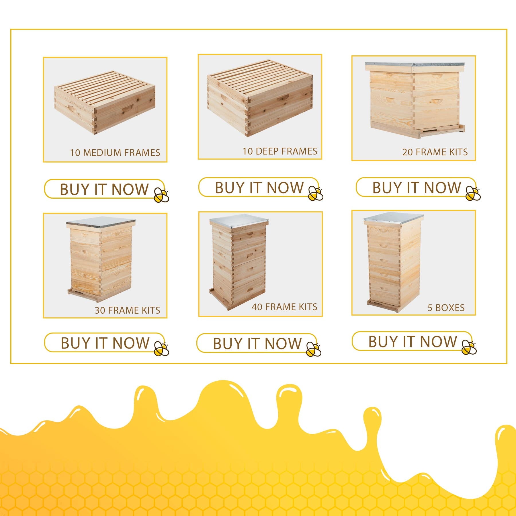 Premium Langstroth Bee Hive 8 Frame 2 Deep 2 Medium, All Frames & Foundations Included
