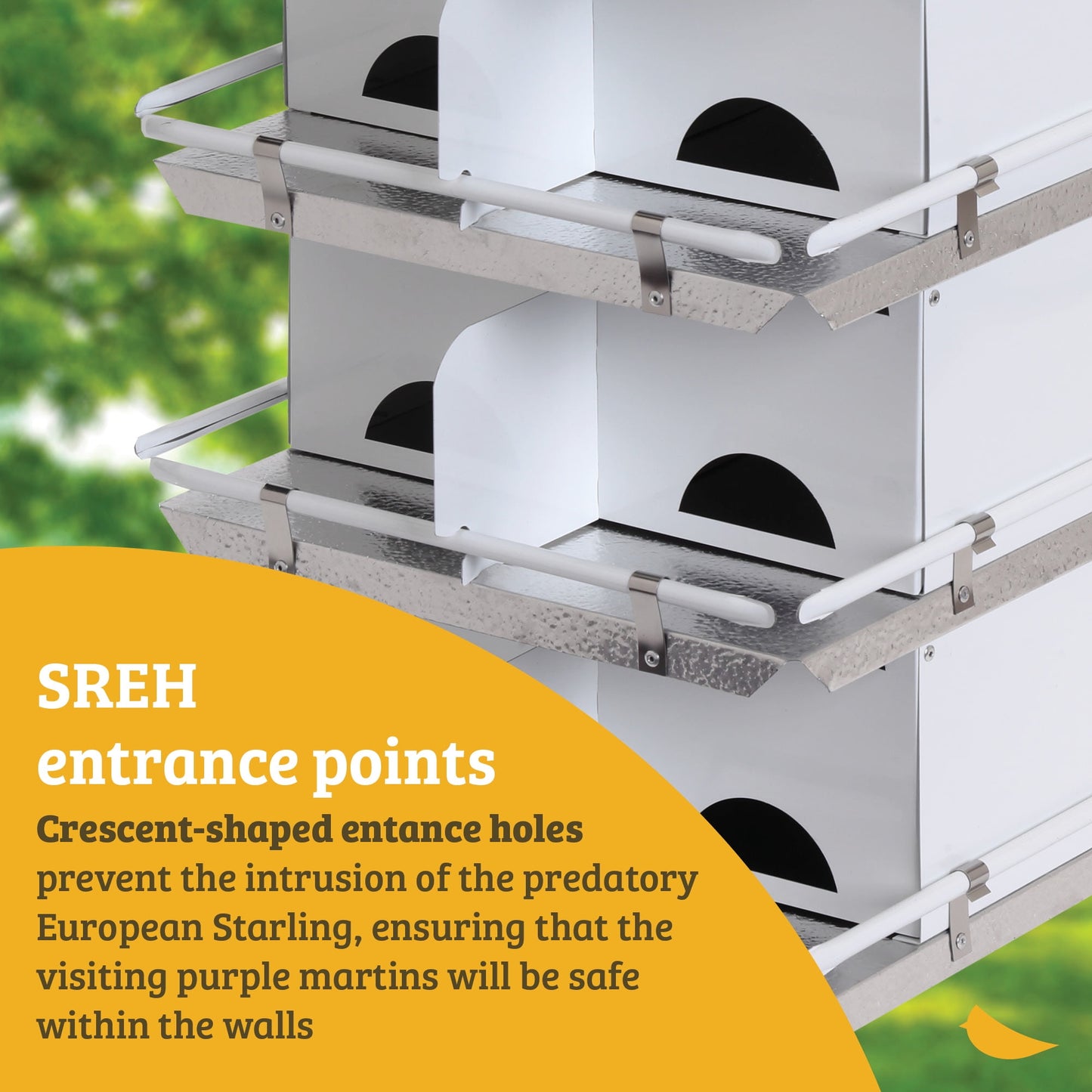 Birds Choice Medium 3-Level, 12-Room Purple Martin Bird House with Starling-Resistant Entrances, White/Grey