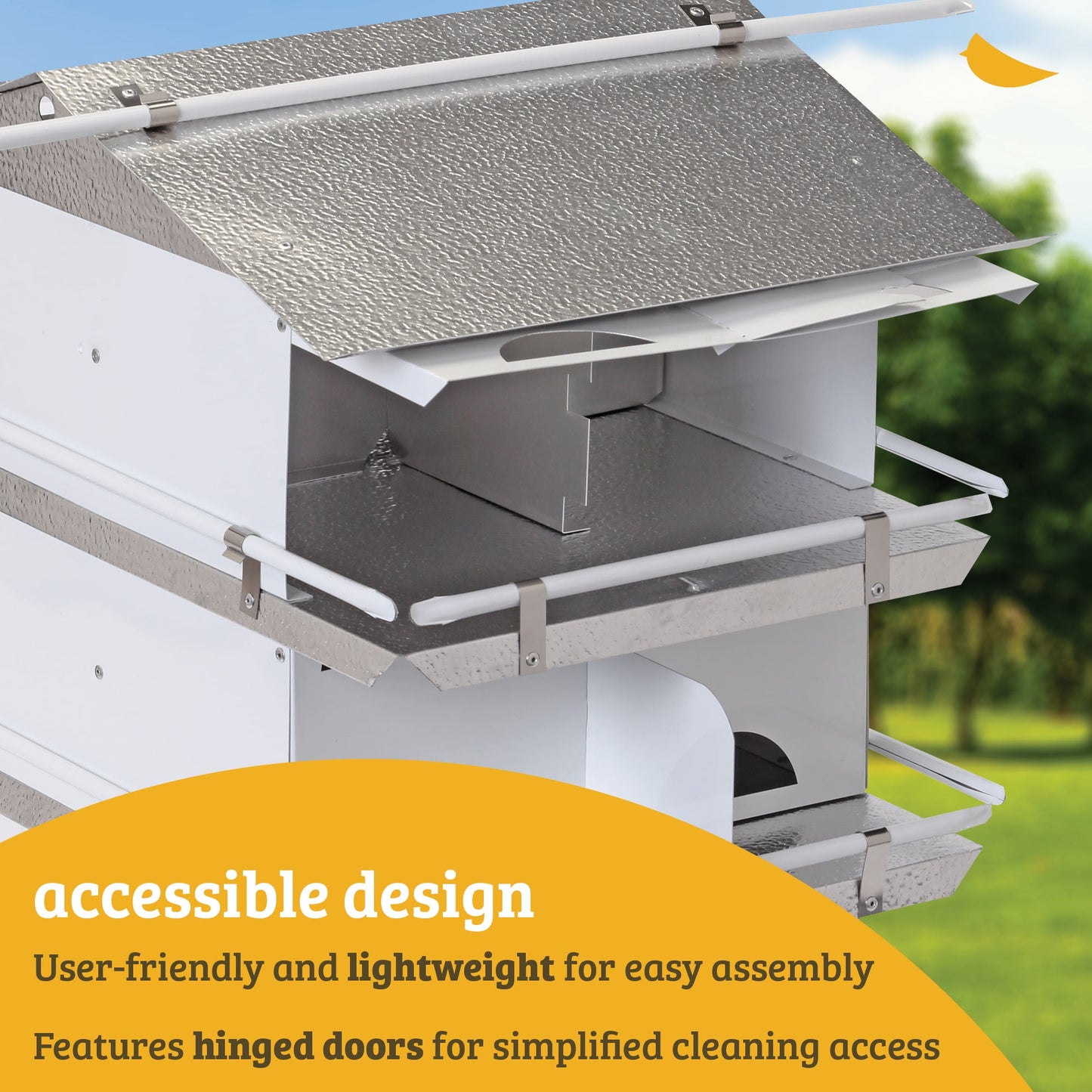Birds Choice Medium 3-Level, 12-Room Purple Martin Bird House with Starling-Resistant Entrances, White/Grey
