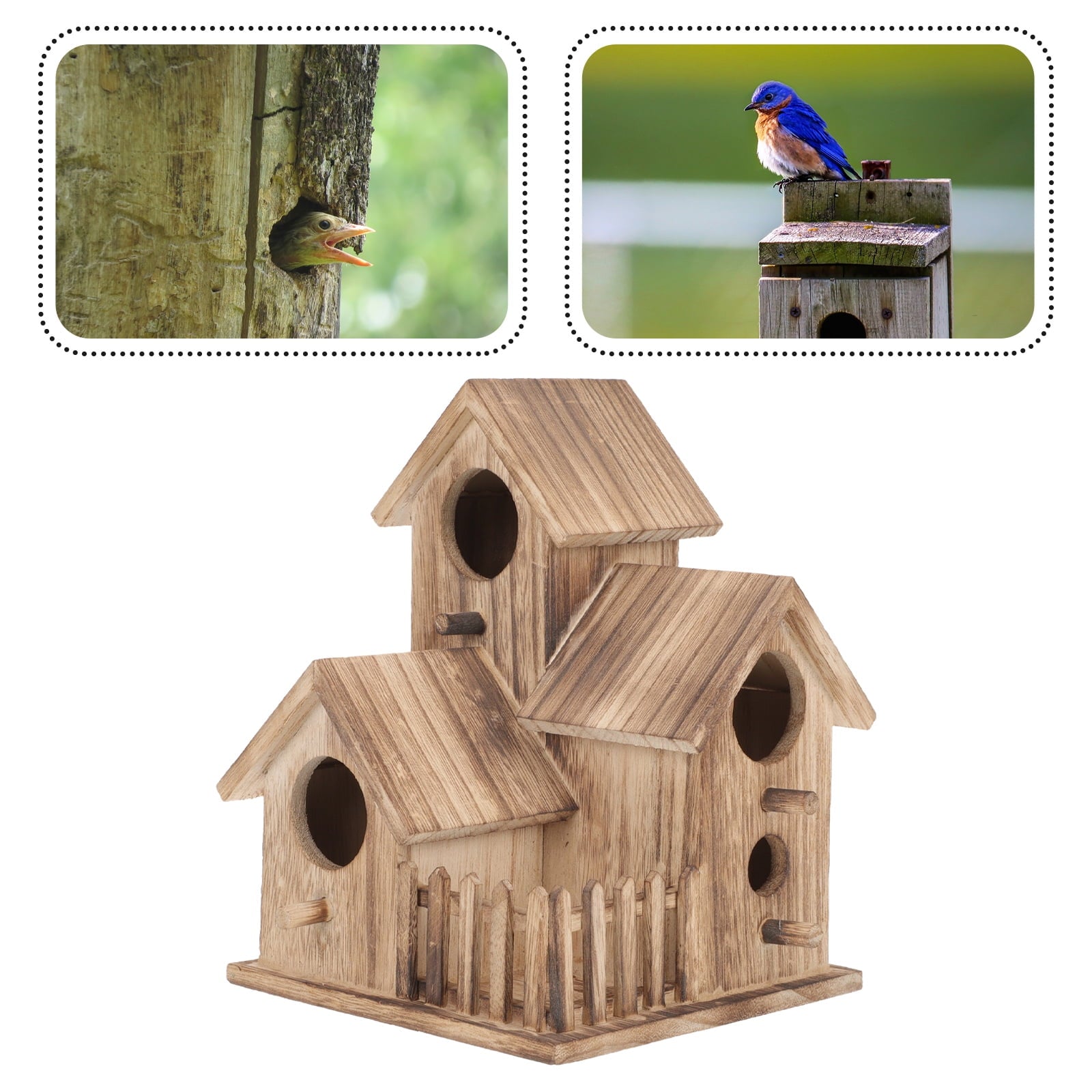 Free Standing Bird Feeder,Cockatiel Nesting House Outdoor Bird House Outdoor Garden Bird House Wood Parakeet Nest