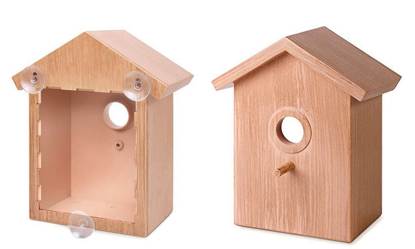2 See Through One Way Mirrored Bird House - Suction Cup Window Mounted Bird Nesting Box