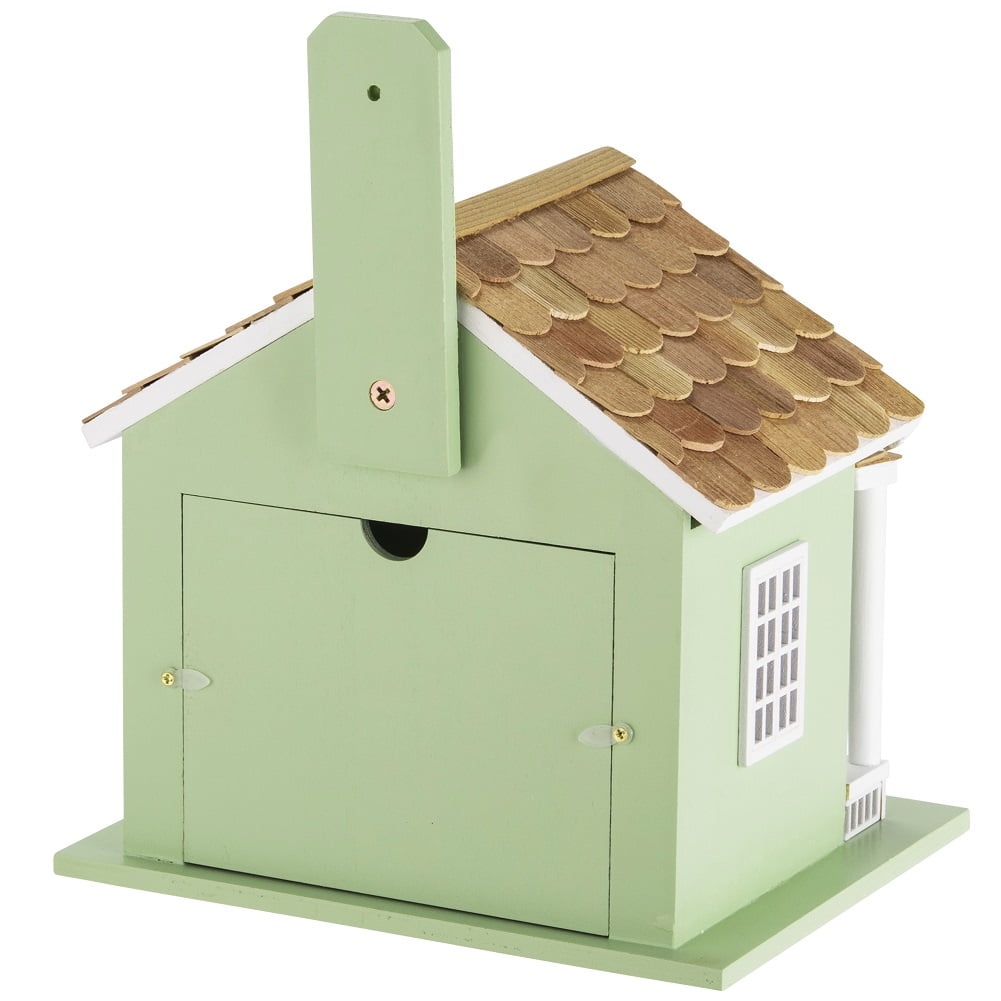 Modern Home Outdoor Handmade Wooden Birdhouse -  Garden or Backyard Décor for Wild Birds (Green Lake House)
