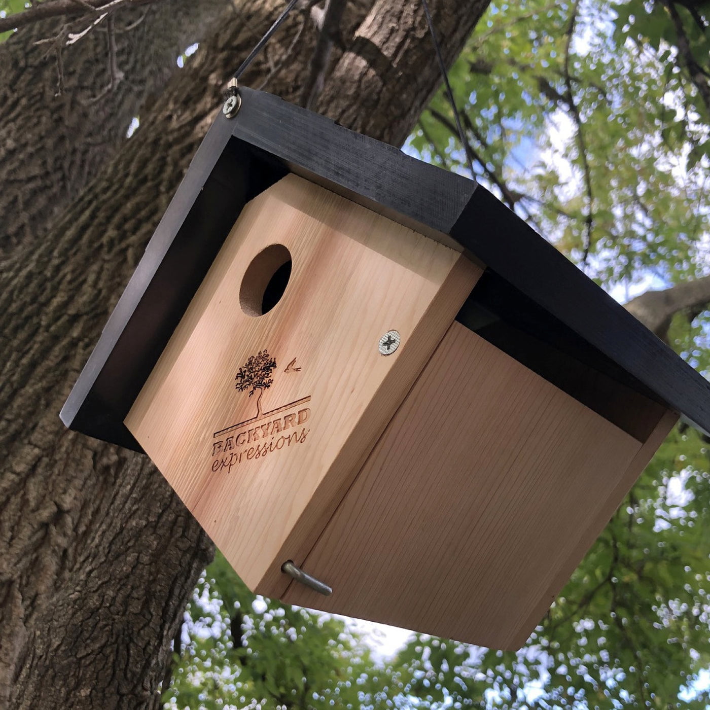 Backyard Expressions Triangle Cedar Bird House, 6.5"D x 7.1"W x 11.8"H, Natural Wood Color