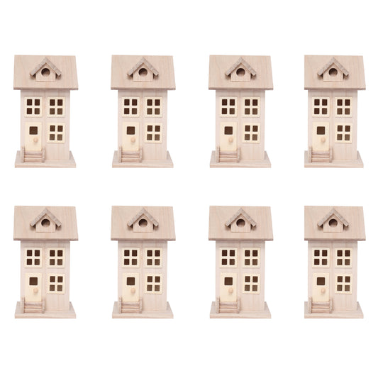 7.5" Wooden Townhouse Birdhouse by Make Market - Unfinished Birdhouse Made of 100% Wood - Outdoor Nesting Boxes - Bulk 8 Pack