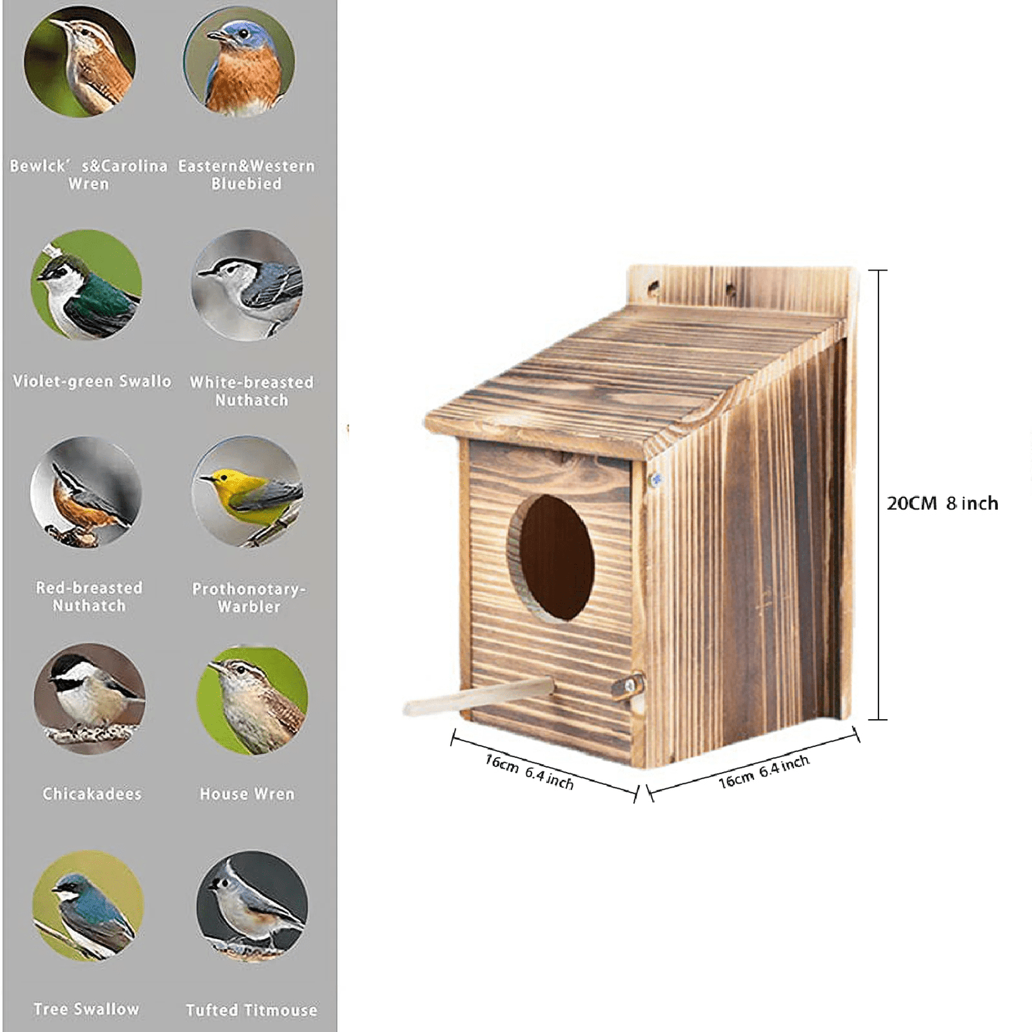 Bird House for Outside，Wooden Bluebird House，with Predator Guard Bird Nesting Box Wild Bird Watching, Finch Bluebird Cardinals Hanging Birdhouse Clearance Garden Country Cottage