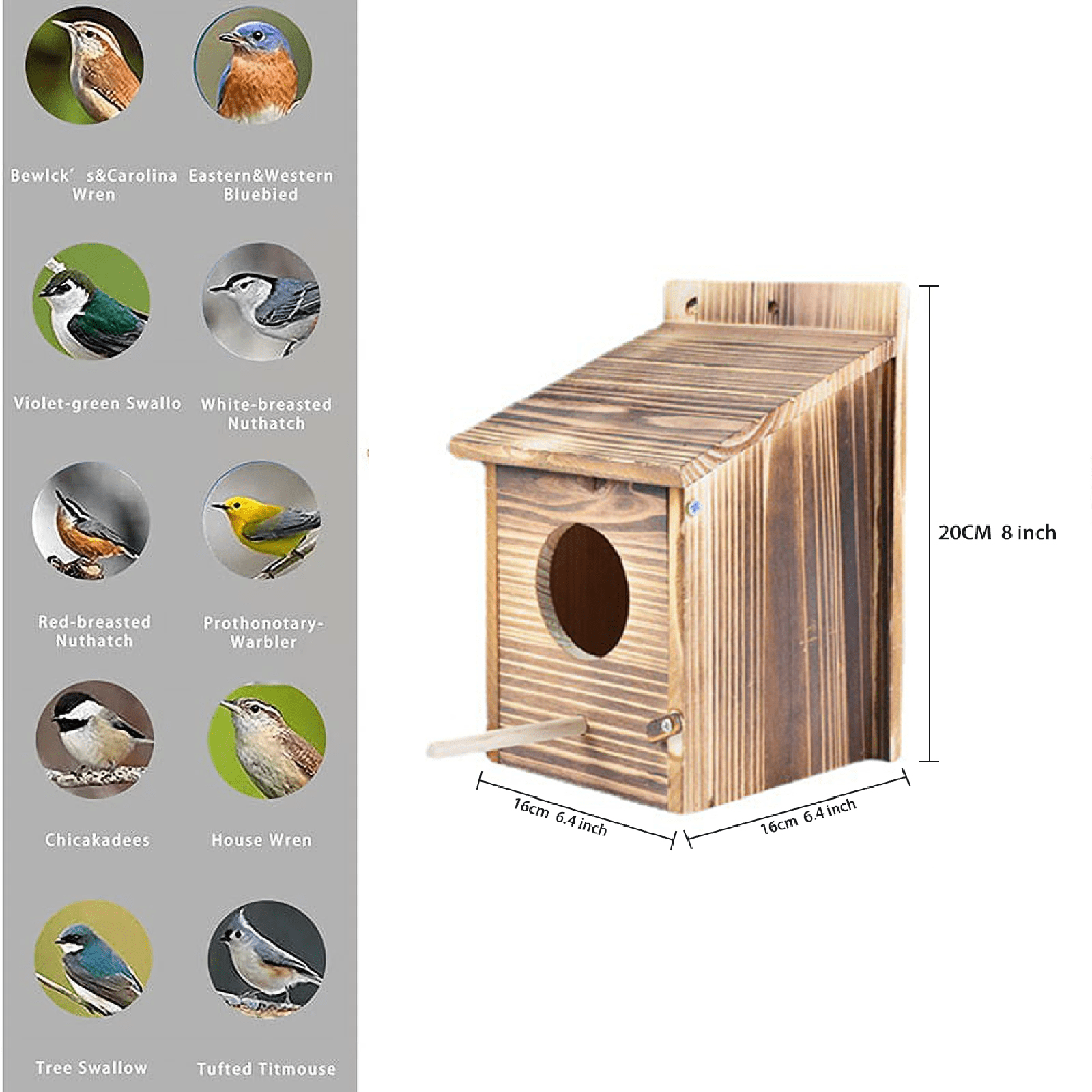 Bird House for Outside，Wooden Bluebird House，with Predator Guard Bird Nesting Box Wild Bird Watching, Finch Bluebird Cardinals Hanging Birdhouse Clearance Garden Country Cottage