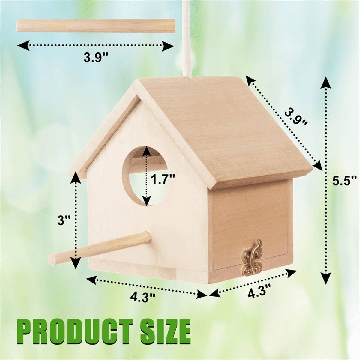 Outdoor Bird Houses Transparent Wooden Bird House for Outside,Hanging Birdhouse