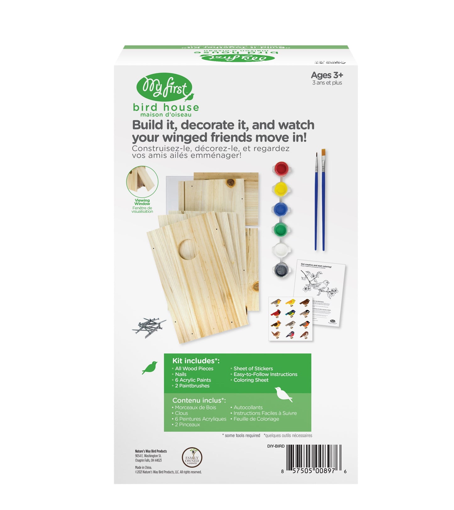 Nature's Way My First DIY Bird House To Paint, Assemble, and Decorate Wood Craft, 10"
