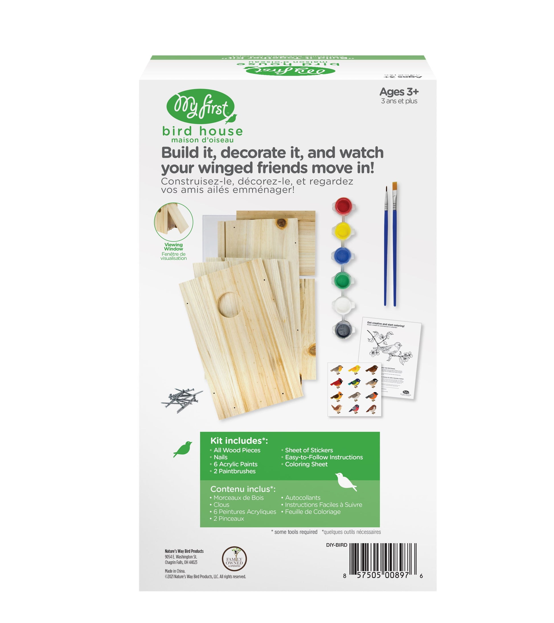 Nature's Way My First DIY Bird House To Paint, Assemble, and Decorate Wood Craft, 10"