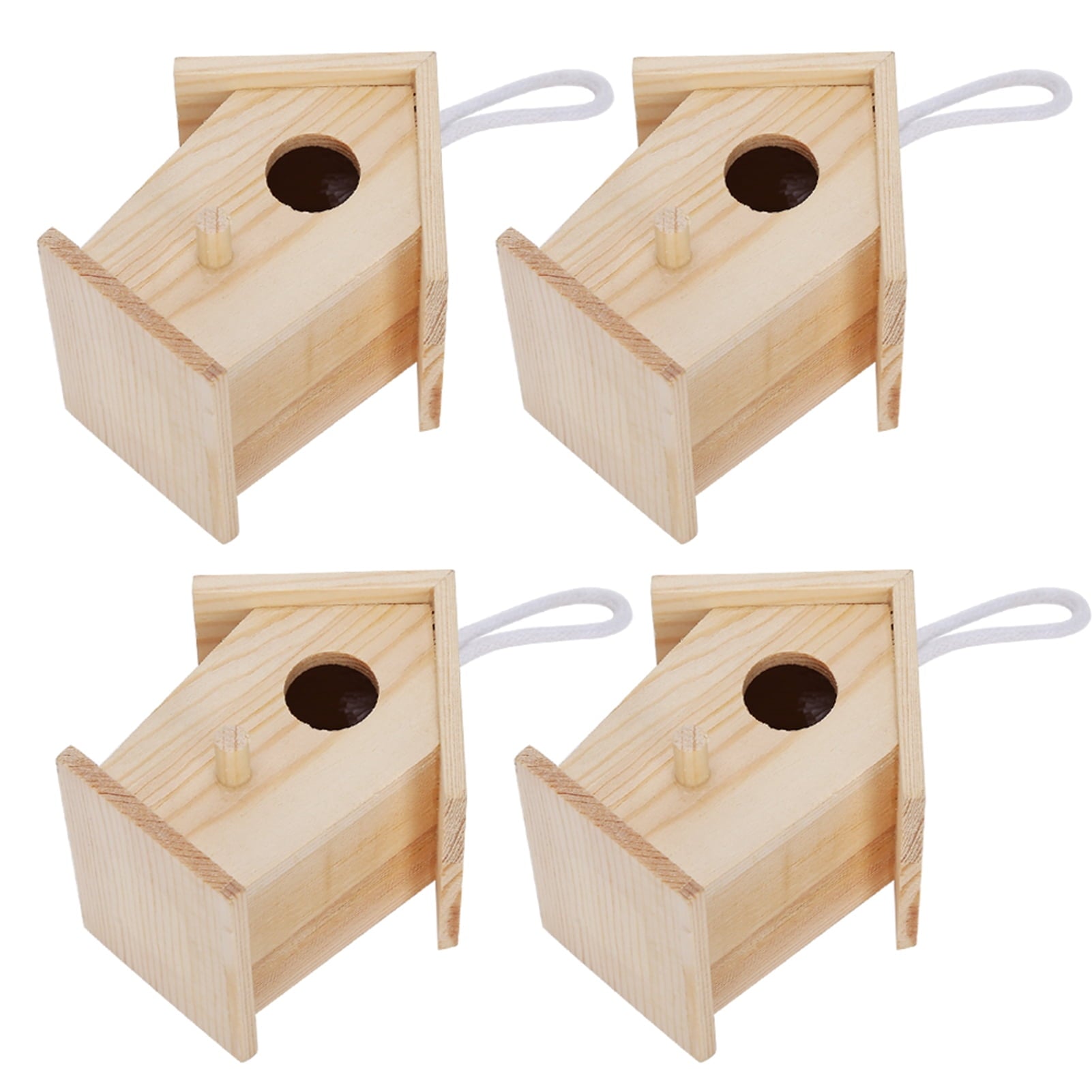 Wooden Bird House,Bird Cage,4Pcs Mini Outdoor Hanging Wooden Bird House Nests Cage Ornament for Garden Balcony