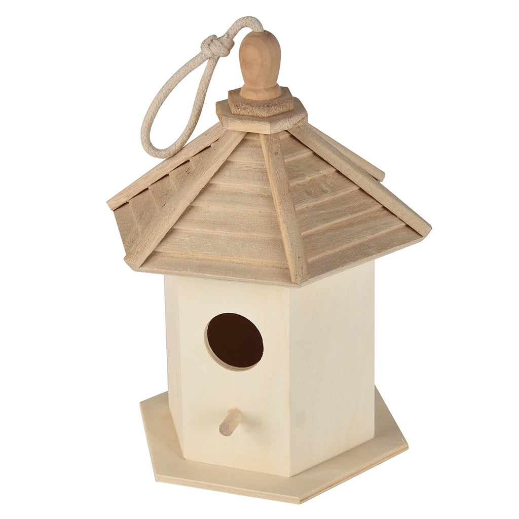 Lanhui Outside Wooden Bird House, Ventilation Hanging Bird House for Small Bird Chickadees Sparrows