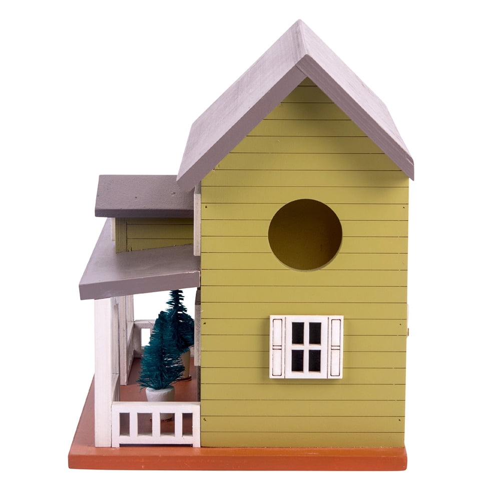 Modern Home Outdoor Handmade Wooden Birdhouse -  Garden or Backyard Décor for Wild Birds (Mossy Green Victorian )