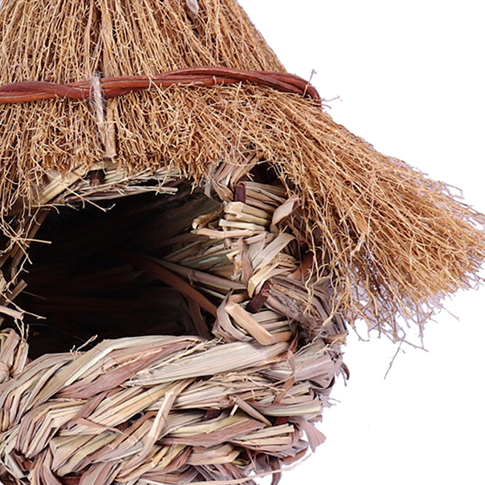 Humming Bird Houses for Outdoor Hanging, Grass Birds Hut,Hand Woven Hummingbird Nest,Wren Finch Bird House for Garden Window Outdoor Home