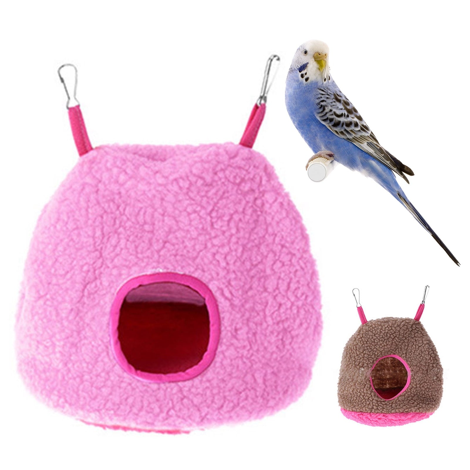 Large Winter Warm Bird Nest House, Fluffy Parrots Bird Bed for Cage Hanging Hammock Plush Shed Hut Hideaway Hut for Parakeets African Grey Cockatoos Cockatiels Lovebird
