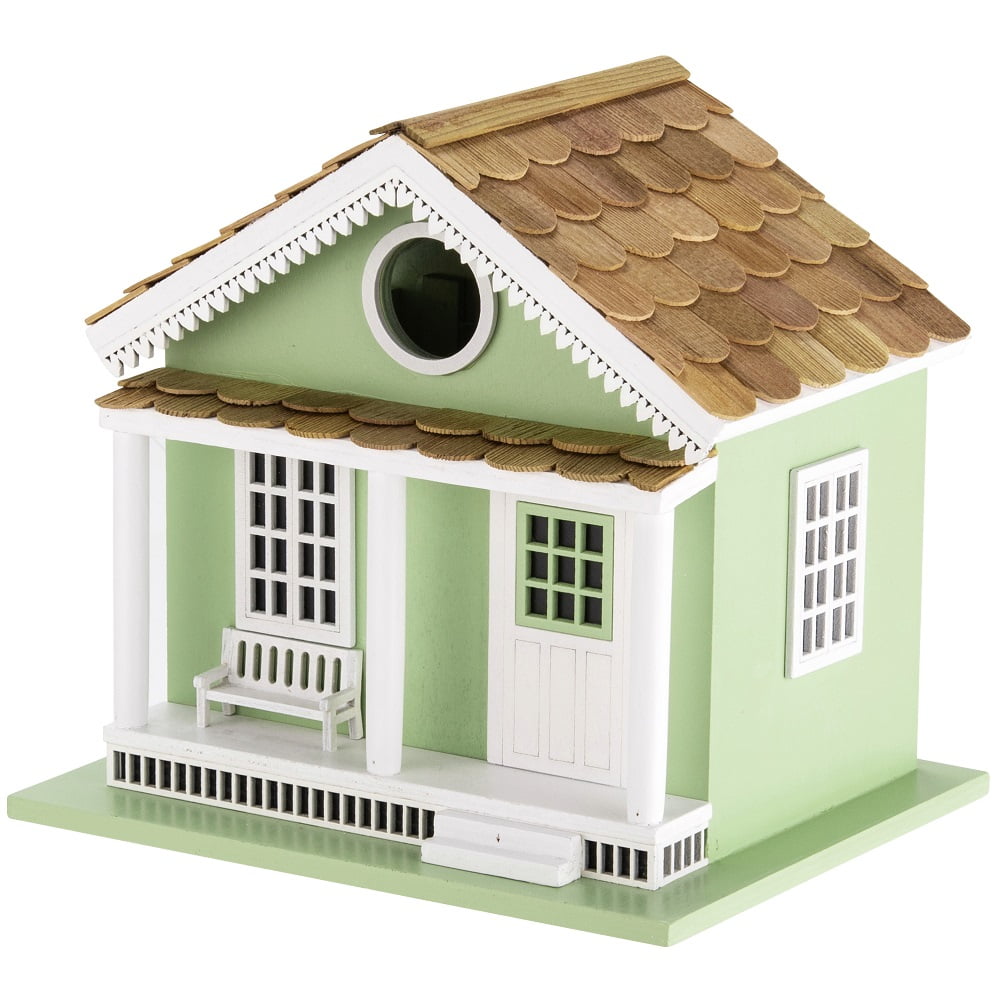 Modern Home Outdoor Handmade Wooden Birdhouse -  Garden or Backyard Décor for Wild Birds (Green Lake House)