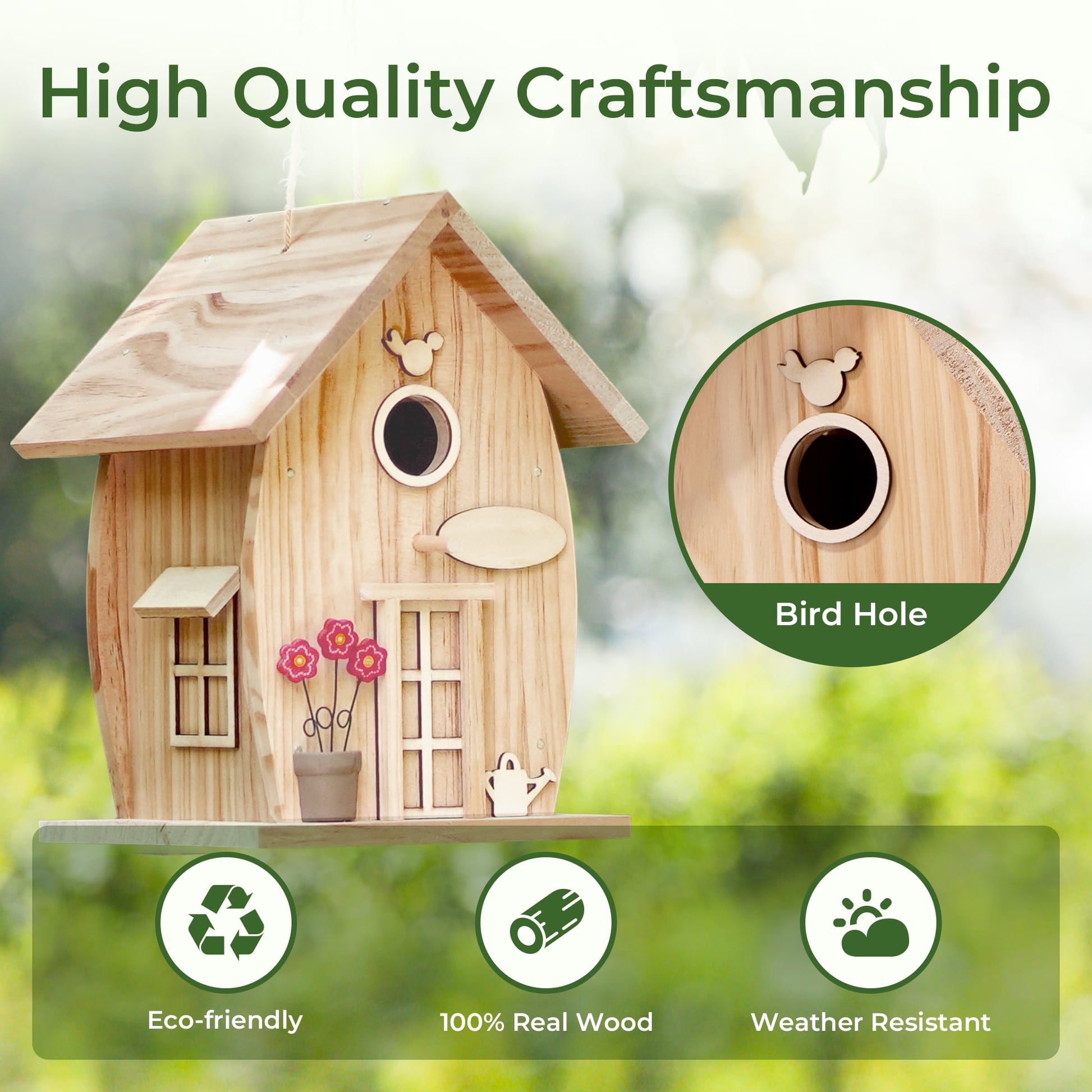 Nesto Wooden DIY Bird House Kit for Kids Audlts to Build, Outdoor Woodworking Crafts Freestyle Painting, Hanging Birdhouse for Garden Yard Decor Gifts