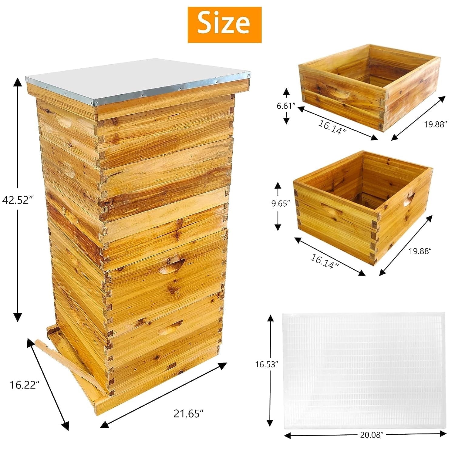 PRIJESSE 5-Layer Bee Hive for Beekeeping - 2 Deep & 3 Medium Boxes with Beeswax Coating, Ventilated Metal Roof (Frames Sold Separately)