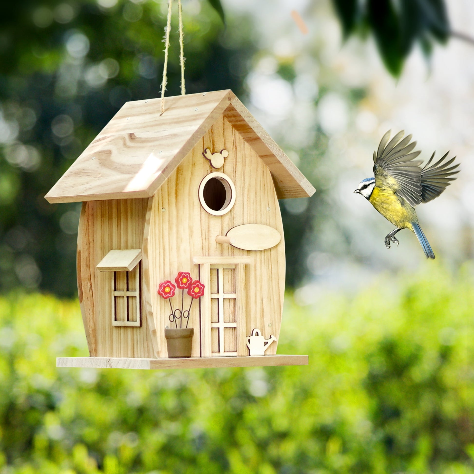 Nesto Wooden DIY Bird House Kit for Kids Audlts to Build, Outdoor Woodworking Crafts Freestyle Painting, Hanging Birdhouse for Garden Yard Decor Gifts