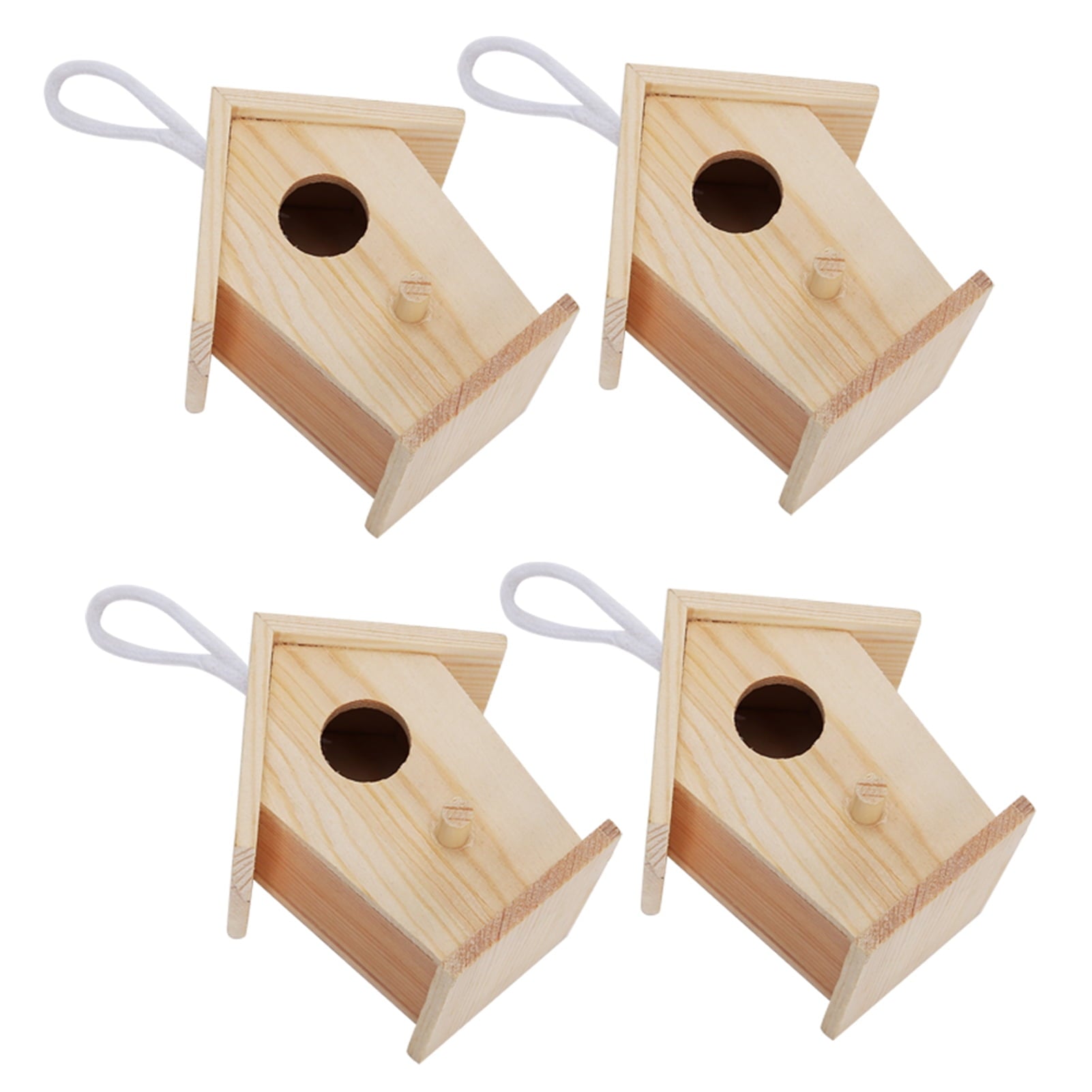 Wooden Bird House,Bird Cage,4Pcs Mini Outdoor Hanging Wooden Bird House Nests Cage Ornament for Garden Balcony