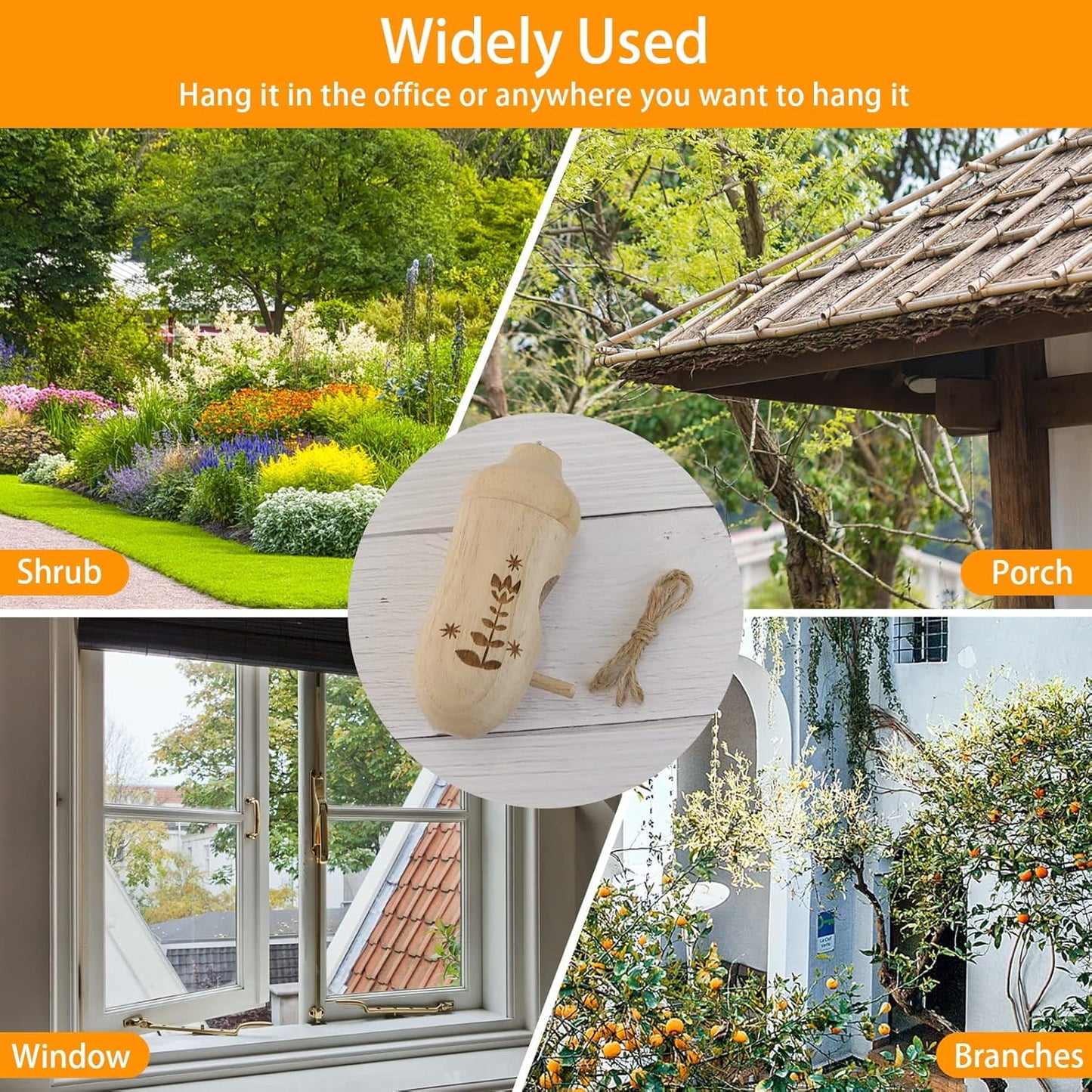 3 Pack Hummingbird House, Natural Wooden Hummingbird Houses Hanging, Home Gardening Gifts Decoration
