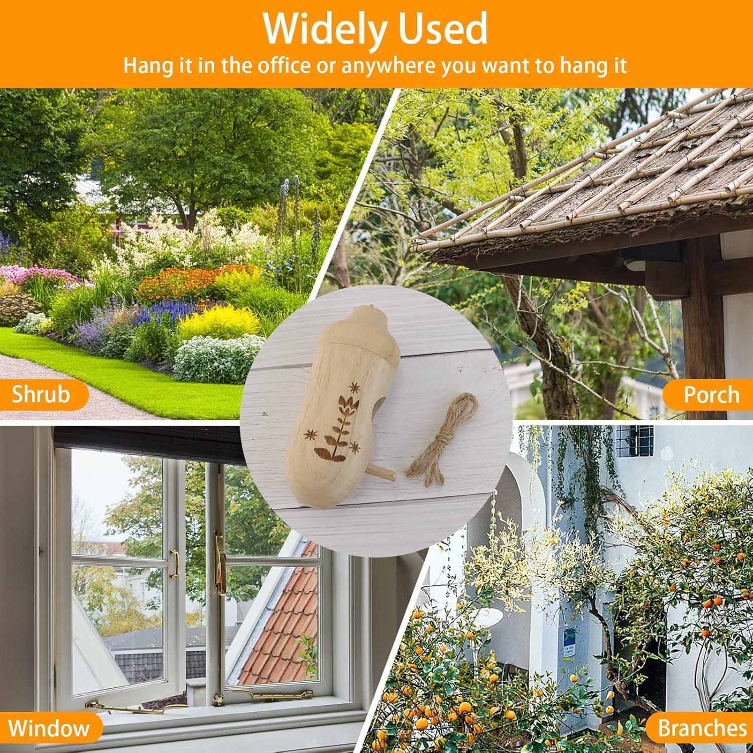 3 Pack Hummingbird House, Natural Wooden Hummingbird Houses Hanging, Home Gardening Gifts Decoration